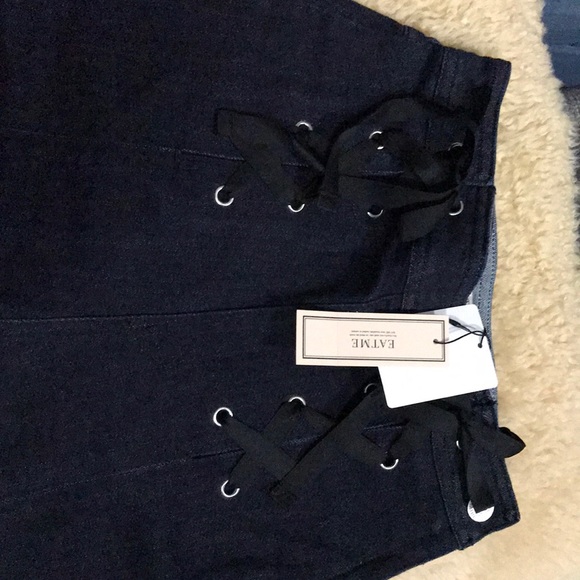 Jeans with lace up front and frill bottom - Picture 3 of 4